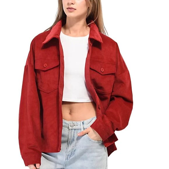 Empyre Aria Wine Corduroy Shirt Jacket Shacket Size XS - Picture 1 of 5